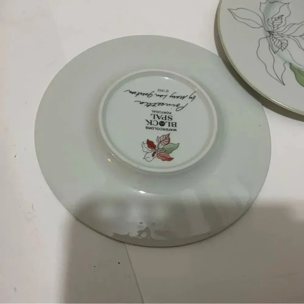2 Block Spal 6” BREAD & BUTTER Plate Poinsettia Christmas Mary Lou Goertzen